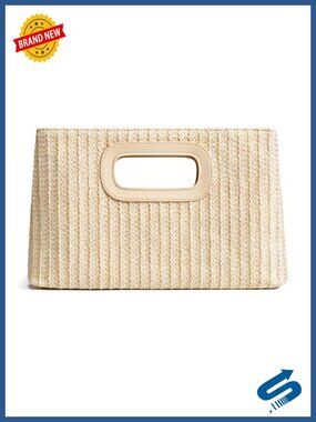 Straw Woven Clutch Top Handle Beach Summer Handbag Boho Chic